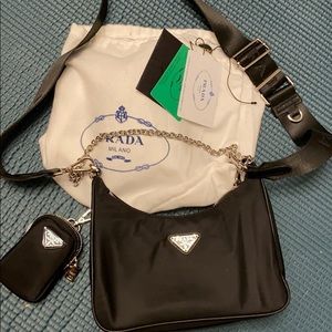 Prada Canvas mini shoulder and crossbody convert